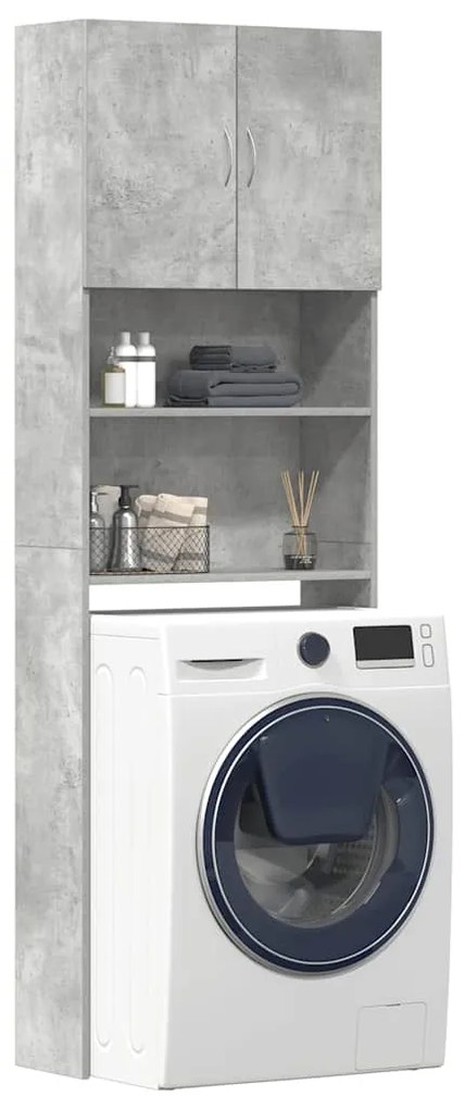 vidaXL Armário máquina lavar roupa derivados madeira concreto cinza