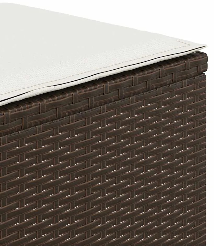 Bancos jardim com almofadões 4 pcs 41x41x36 cm vime PE castanho