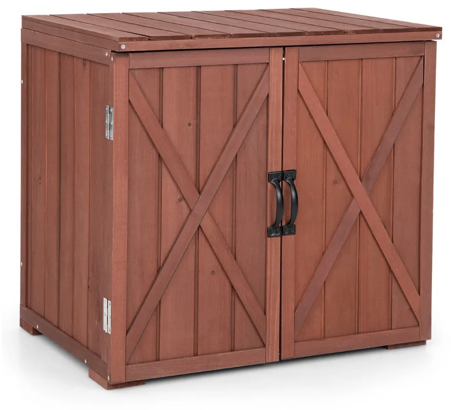 Armário de armazenamento em madeira de abeto para jardim  77x56x72 cm com portas duplas Castanho
