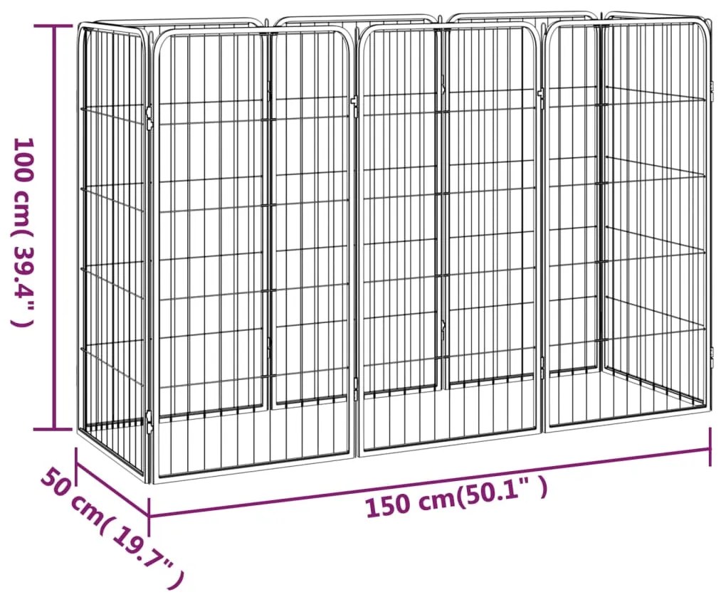 Parque p/ cães c/ 8 painéis 50x100 cm aço revestido a pó preto
