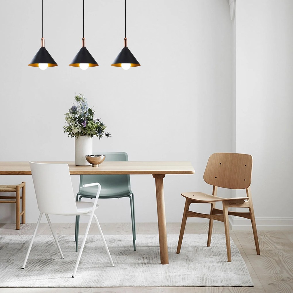Chandelier Berceste – Preto – 37 cm Diâmetro, 122 cm Altura