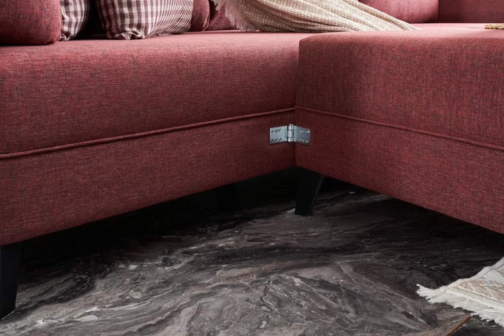 Sofá-Cama de Canto Eris – Vermelho Claret – 300x78x202 cm