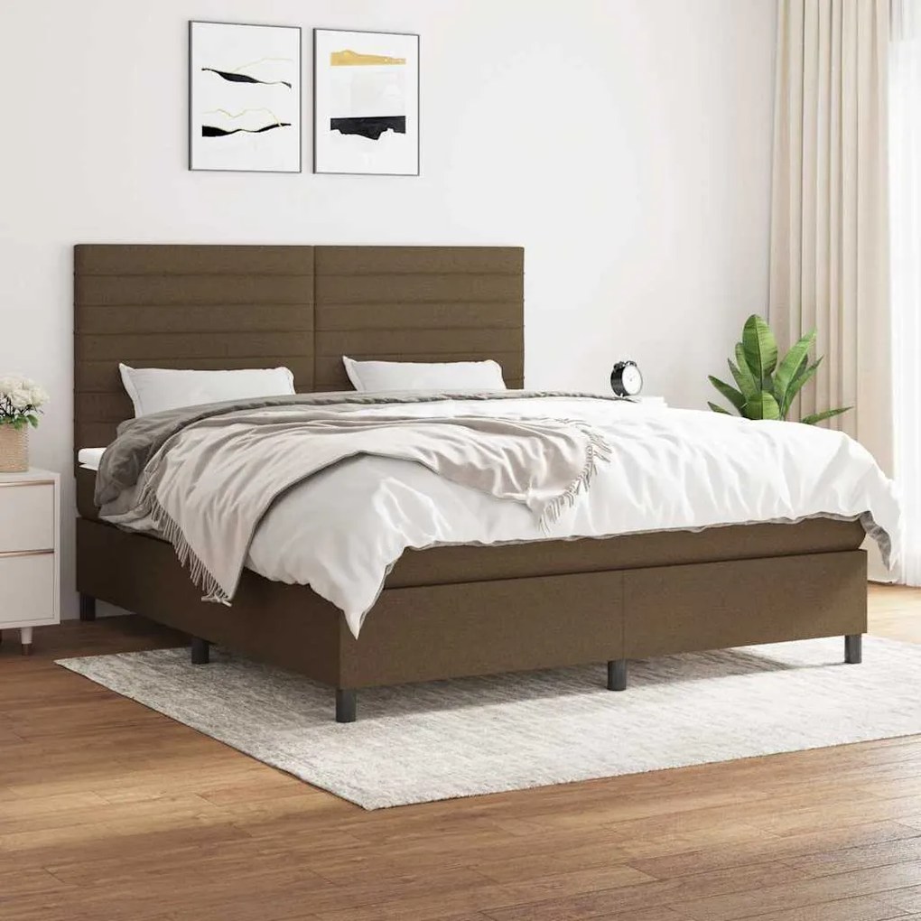 Cama com molas/colchão 180x200 cm tecido castanho-escuro
