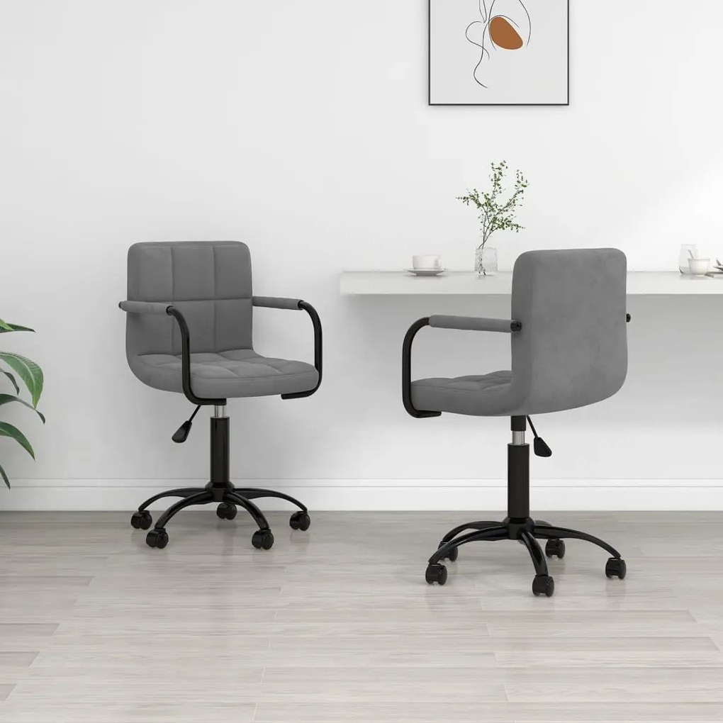 vidaXL Cadeiras de jantar giratórias 2 pcs veludo cinzento-escuro