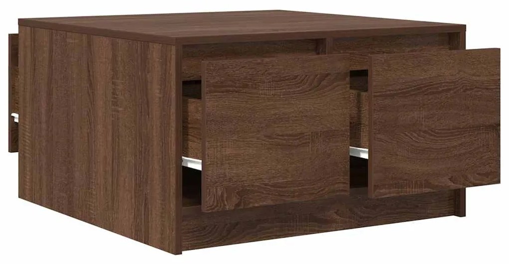 Mesa de centro com gavetas 70,5x70x40 cm carvalho castanho