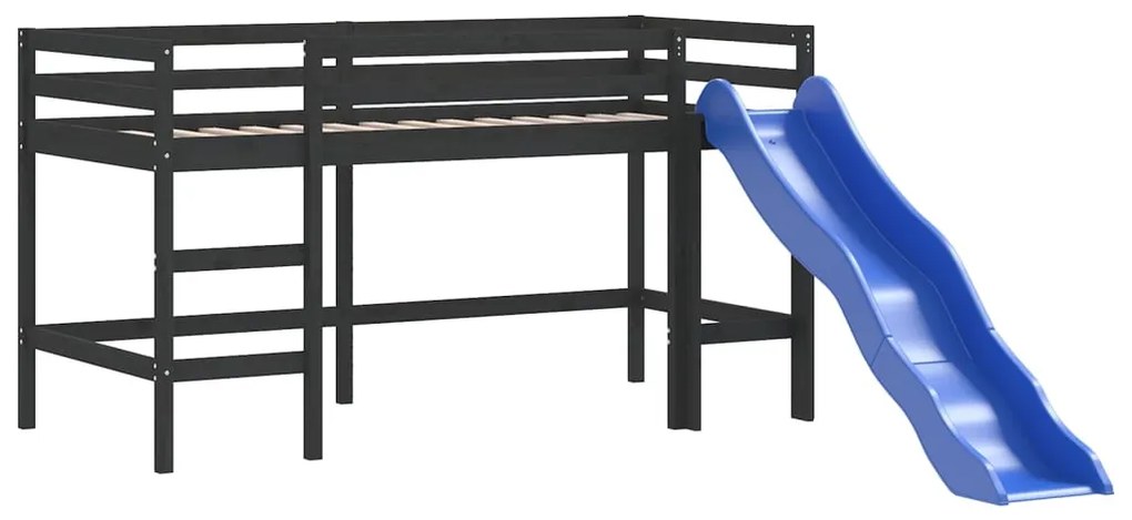 Cama alta para criança com torre 90x190 cm pinho maciço azul