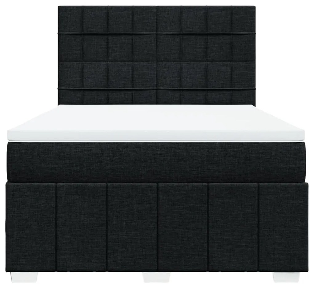 Cama com molas/colchão 140x200 cm tecido preto
