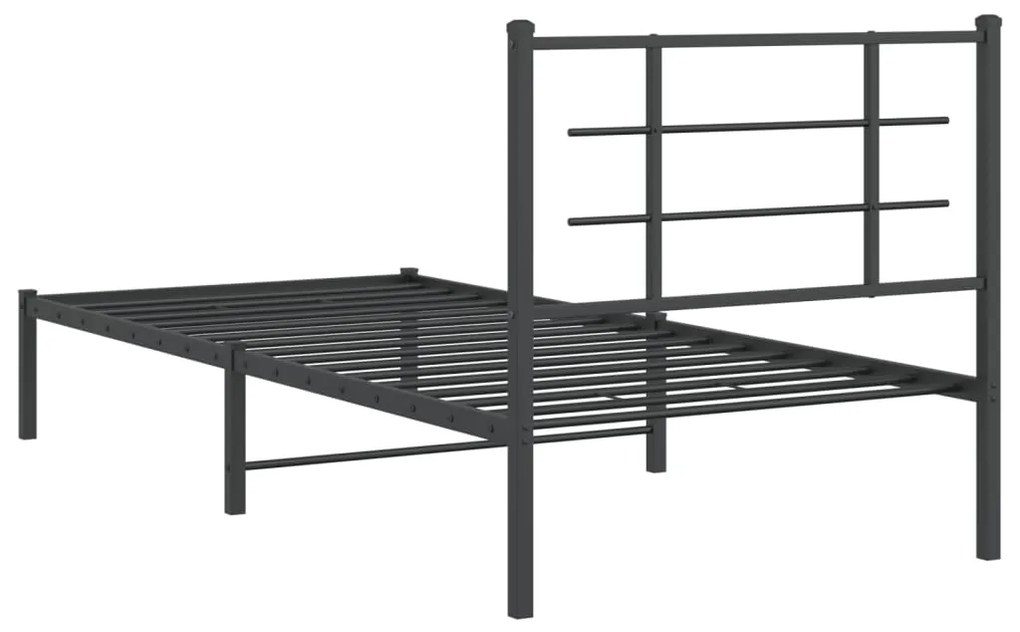 Estrutura de cama com cabeceira 90x190 cm metal preto