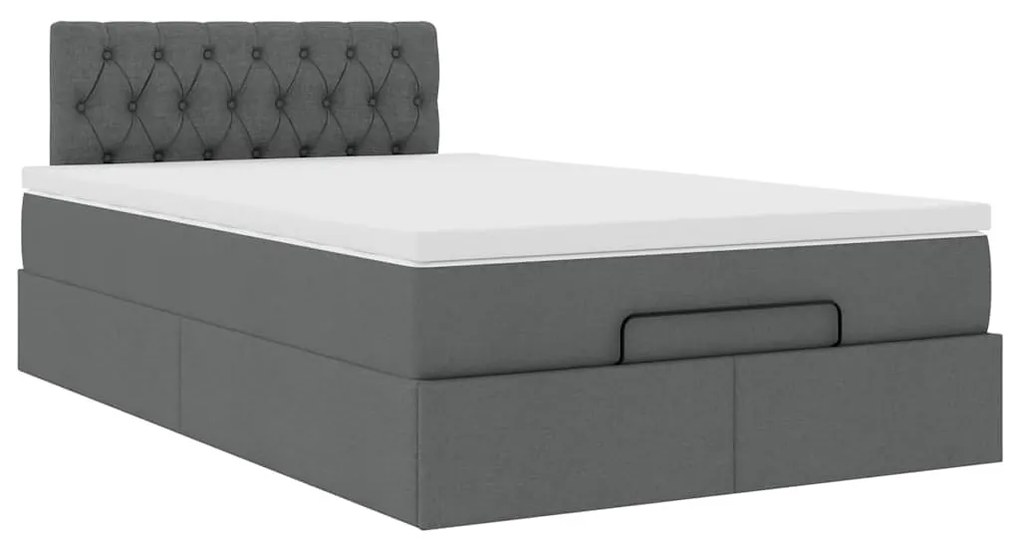Cama otomana com colchão 120x200 cm tecido cinzento escuro
