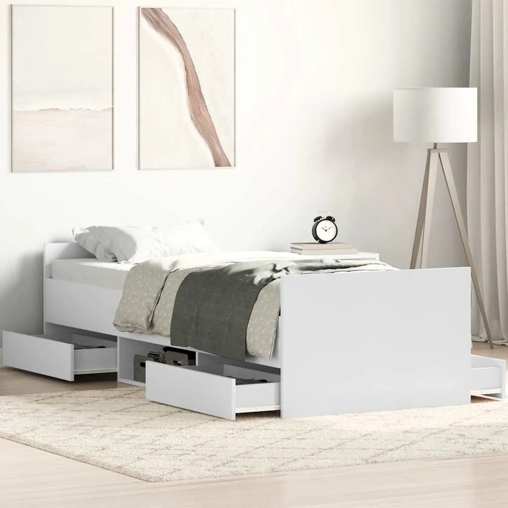 Estrutura de cama c/ painéis cabeceira e pés 100x200 cm branco
