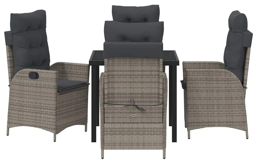 Conjunto de Jantar de Jardim com 5 Peças e Almofadas Cinza em Rattan e