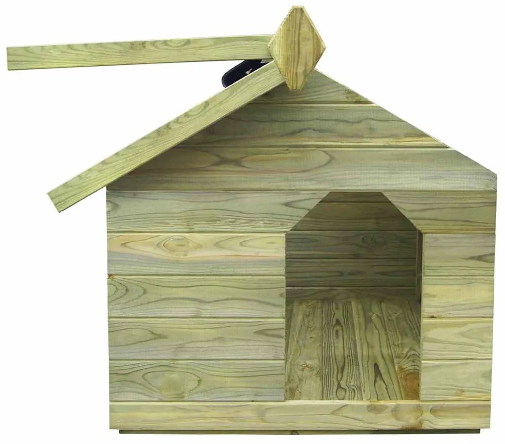 Casota para cão com telhado de abrir pinho impregnado