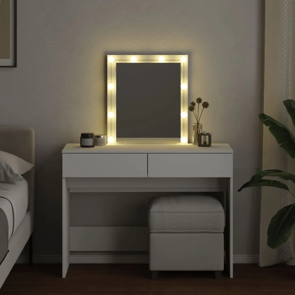 Toucador com LEDs 100x40x130 cm branco