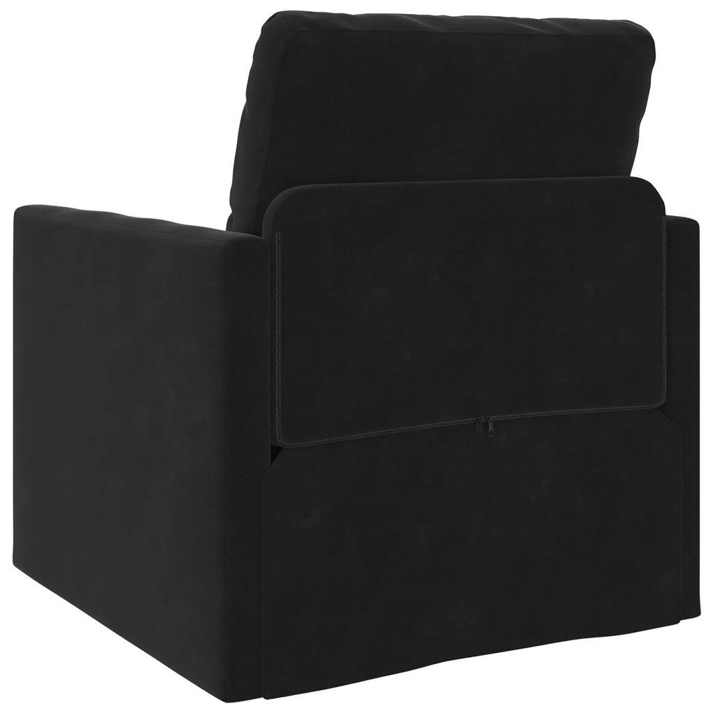 Sofá-camas 2-em-1 Preto 74x77x81 cm Veludo