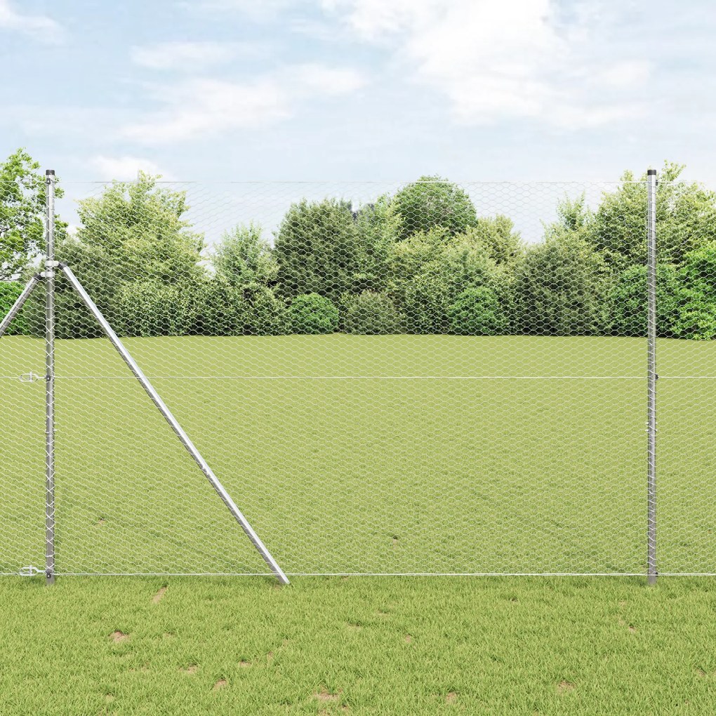 Cerca Hexagonal vidaXL 1,6x25 m Aço Galvanizado