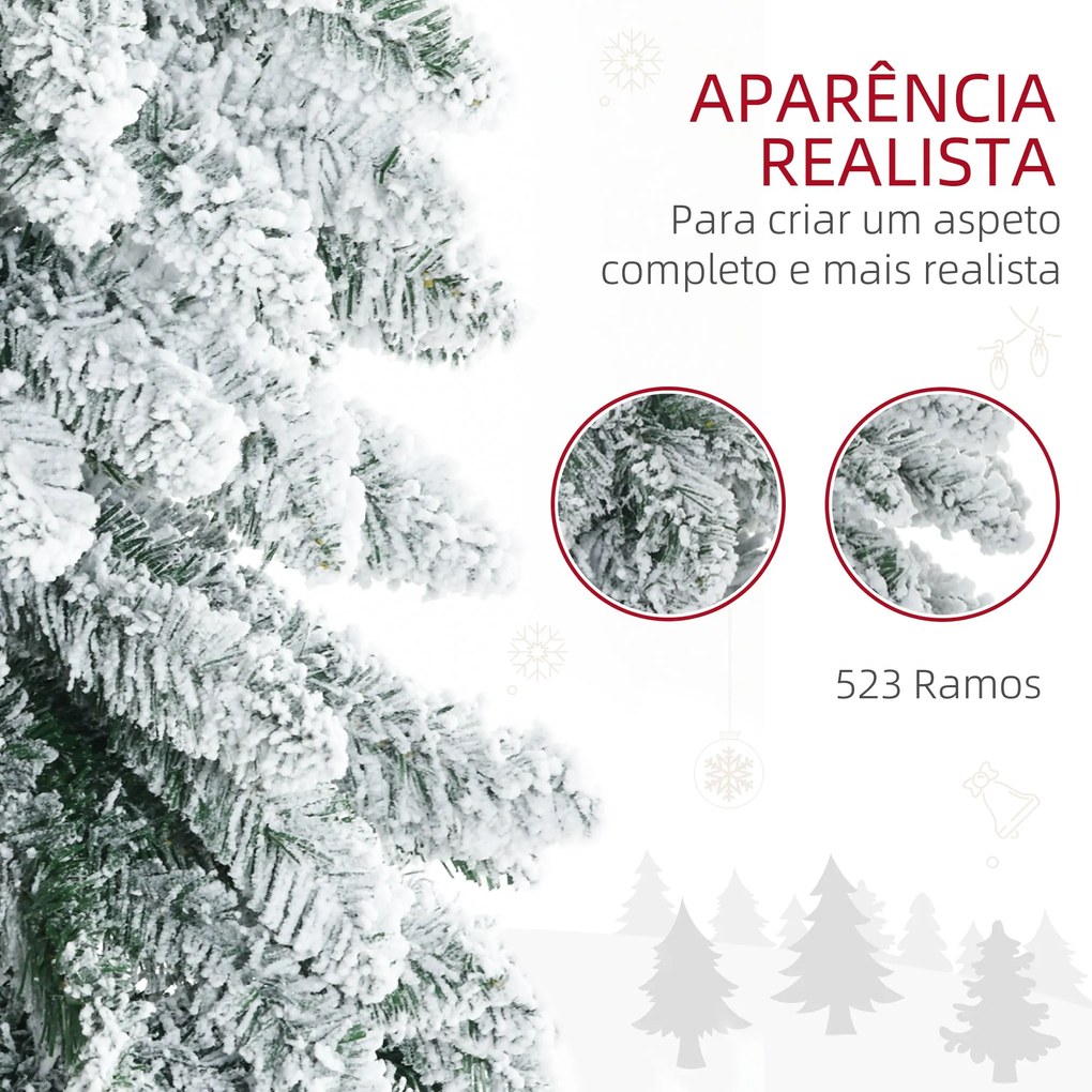 HOMCOM Árvore de Natal Artificial 180 cm Árvore de Natal Nevada com 52