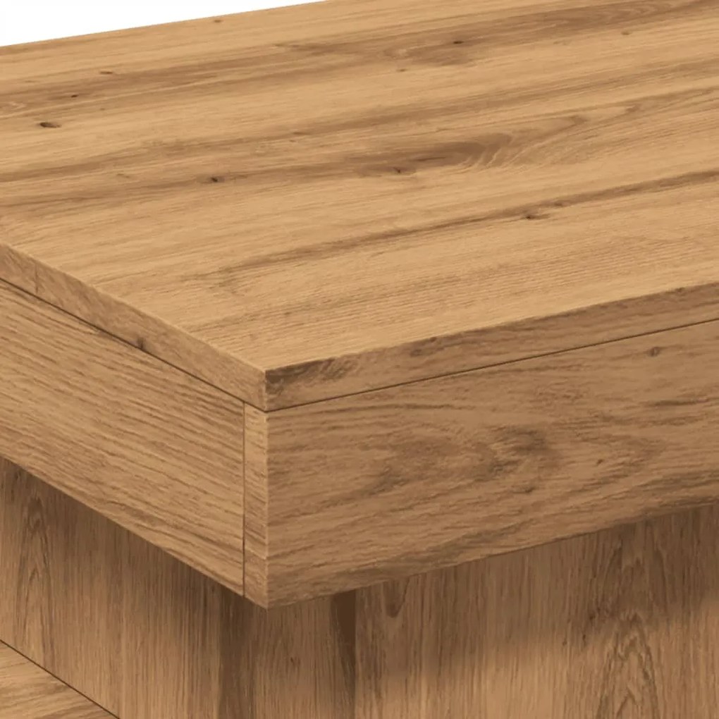 Mesa de centro com luzes LED 50x50x40 cm carvalho artisiano