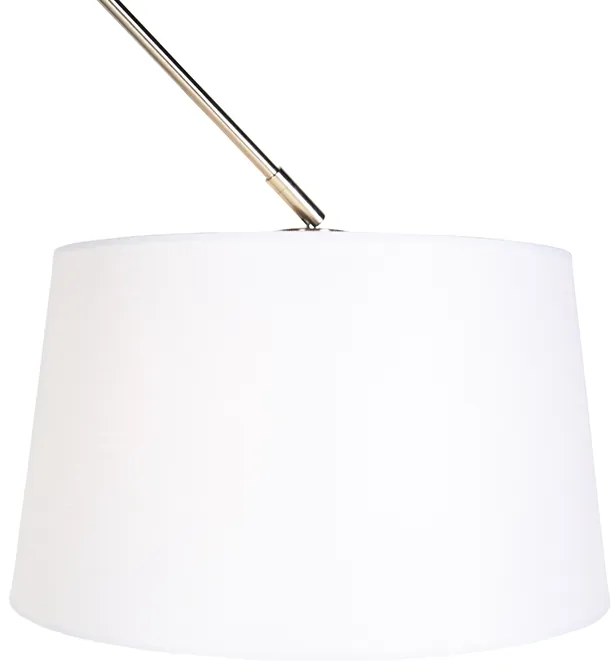 Candeeiro de suspensão em aço com cúpula de linho branco 35 cm - Blitz Country / Rústico