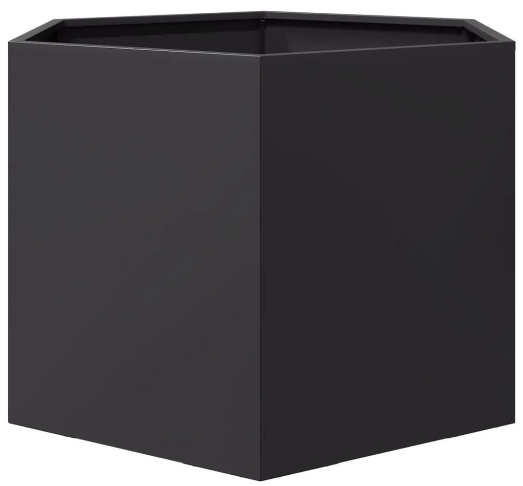 Vaso/floreira de jardim hexagonal 69x60x45 cm aço preto