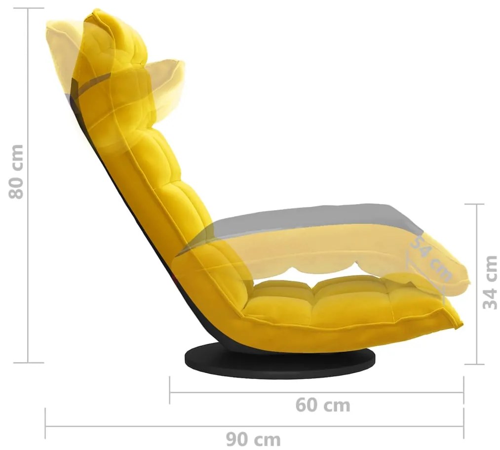 Cadeira de piso giratória veludo amarelo