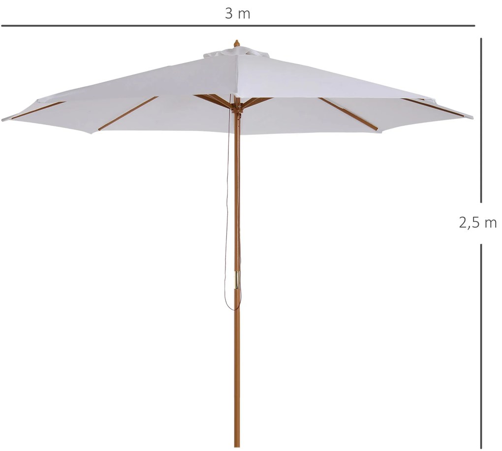 Chapéu de Sol de Jardim Ø300x250cm com Sistema de Polia Teto Ventilado