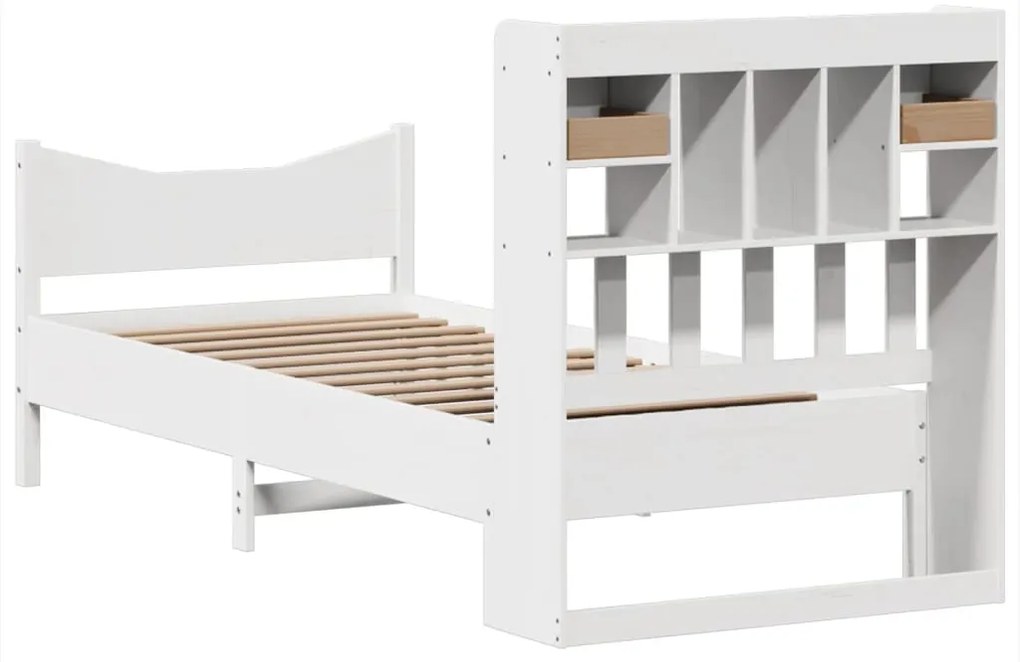 Cama sem colchão 90x190 cm madeira de pinho maciça branco