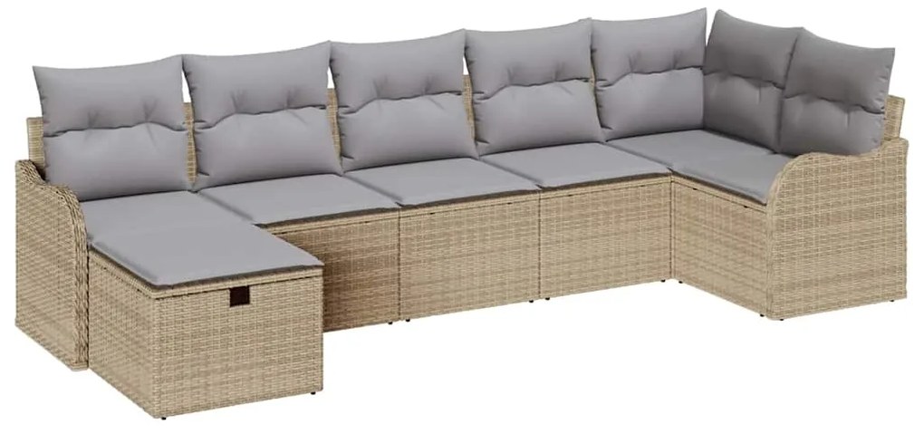 Conjunto de Sofá de Jardim com Almofadas em Bege de Rattan Sintético