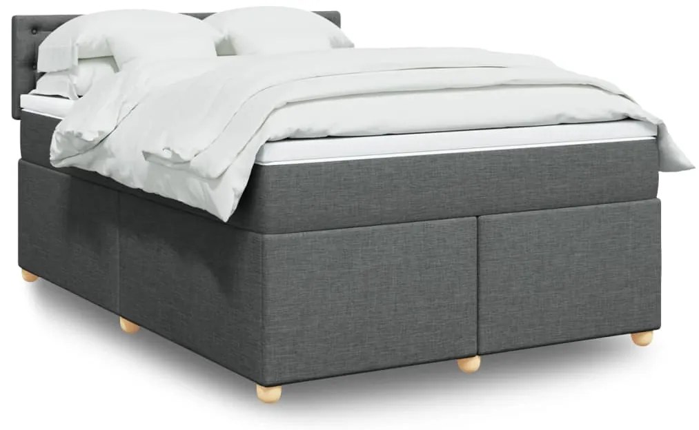 vidaXL Cama com molas/colchão 160x200 cm tecido cinzento-escuro