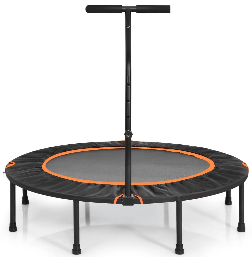 Trampolim de Fitness dobrável com cabo ajustável e almofada de segurança para crianças Laranja e Preto 120 cm