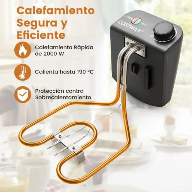 Fritadeira elétrica de 2000 W com 3 cestos Temperatura ajustável e tampa com janela de visualização uso doméstico Prata e preto