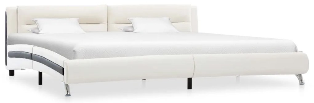 vidaXL Estrutura de cama 140x200 cm couro artificial branco