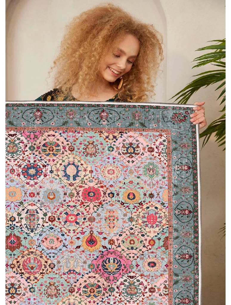 Tapete Woosonıl091 – Creme, Vermelho, Laranja, Azul, Verde – 160x230 c