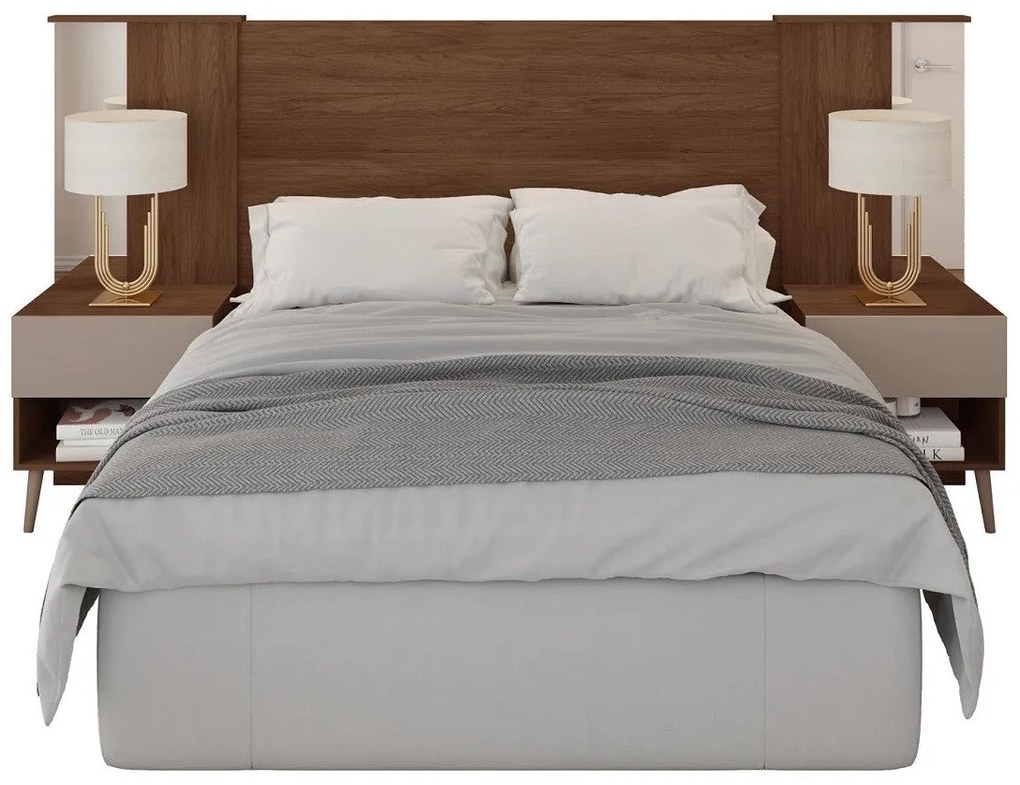 Cabeceira de Cama LUCHIA – Extensível + 2 Mesas de Cabeceira – MDP Hab