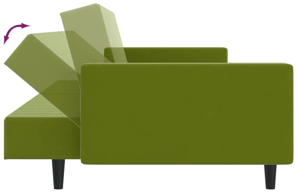 Sofá-cama de 2 lugares veludo verde-claro