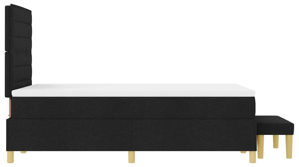 Cama Box Spring com Colchão e Banco Preto 120x200 cm Tecido