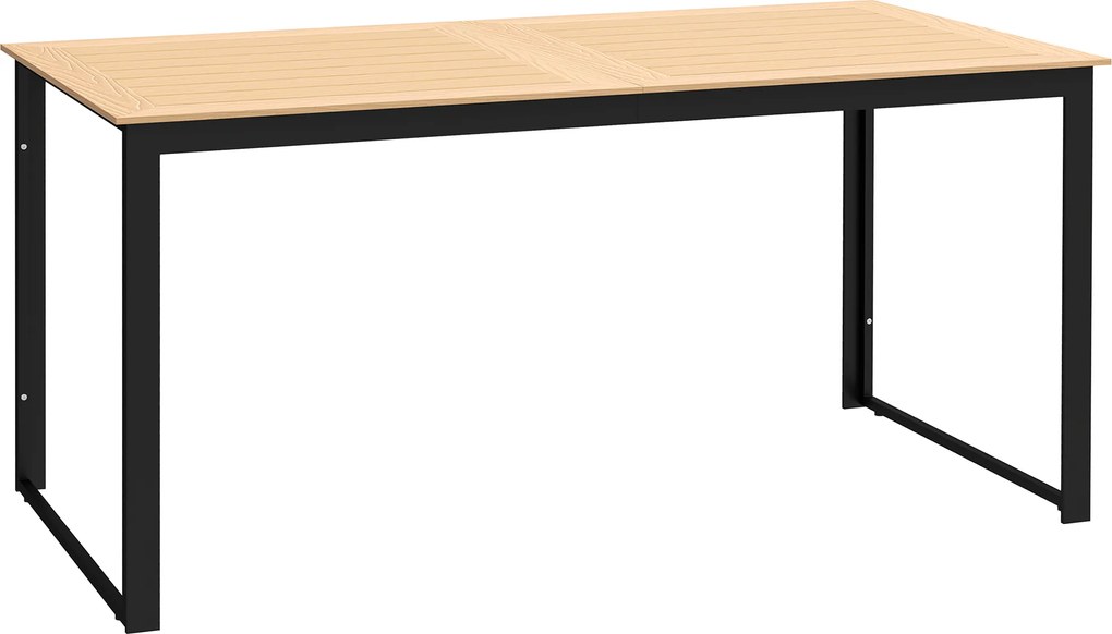 Outsunny Mesa de jardim para 6 pessoas 160 x 80 cm Resistente às intempéries Mesa de varanda com tampo em ripas, mesa buffet outdoor Teca | Aosom Portugal