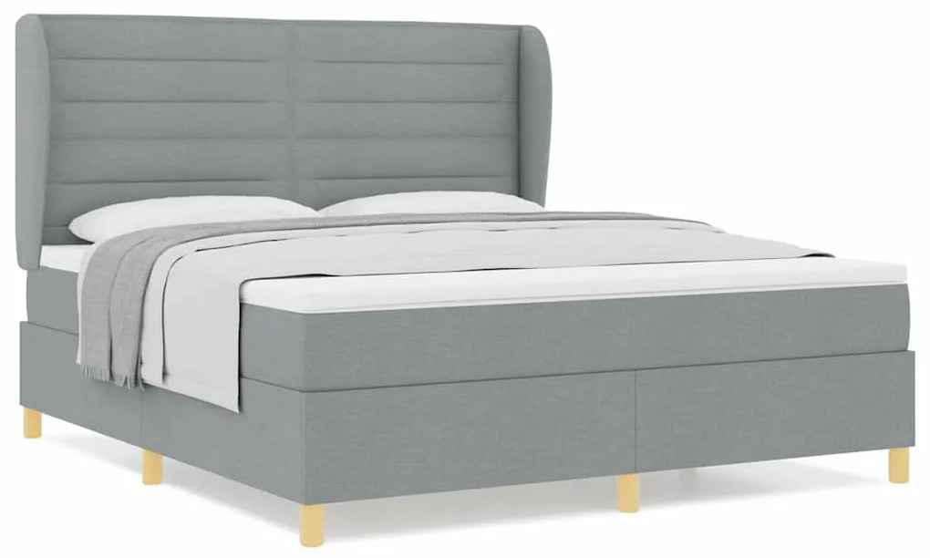 Cama Box Spring vidaXL com Colchão Cinza Claro 180x200 cm Tecido