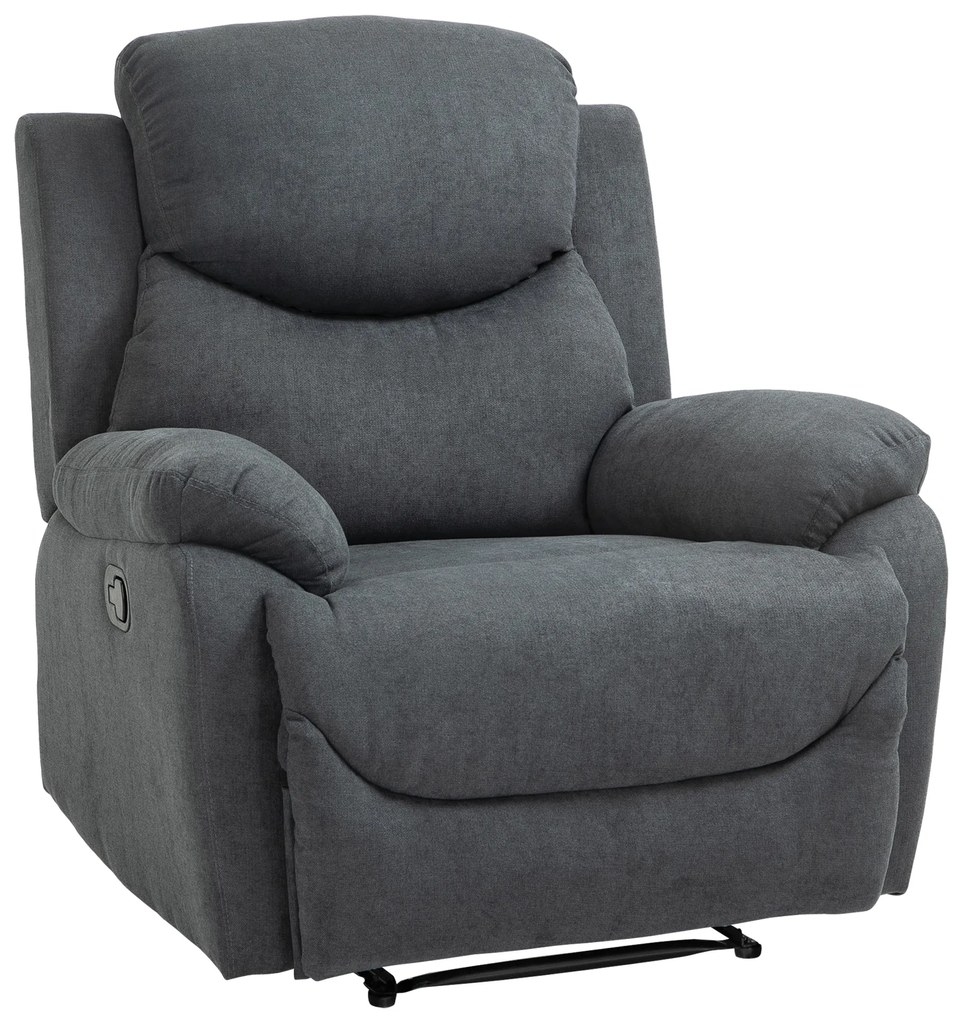 HOMCOM  Poltona Reclinável Ergonômica 150 ° Apoio para os pés  Almofada Acolchoada 97x96x105,5 Cinza