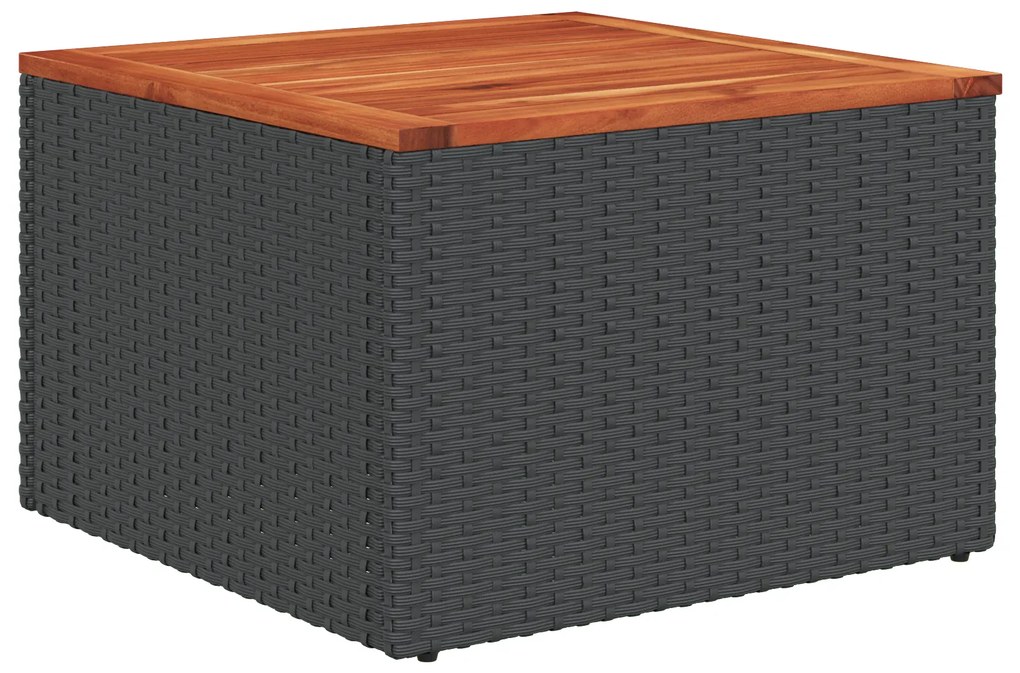 Conjunto de Sofá de Jardim com 6 Peças e Almofadas Preto Vime PE Acáci