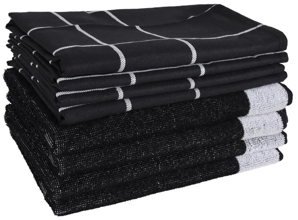 Conjunto de panos de cozinha 12 pcs algodão preto