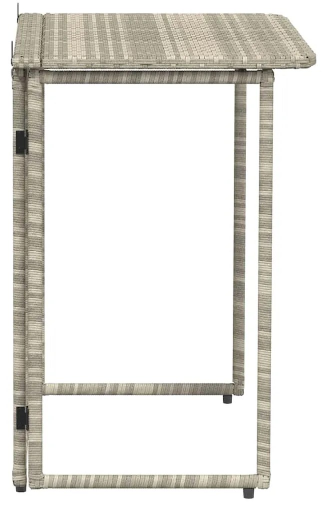 Mesa de jardim dobrável 90x51x75 cm vime PE cinzento-claro