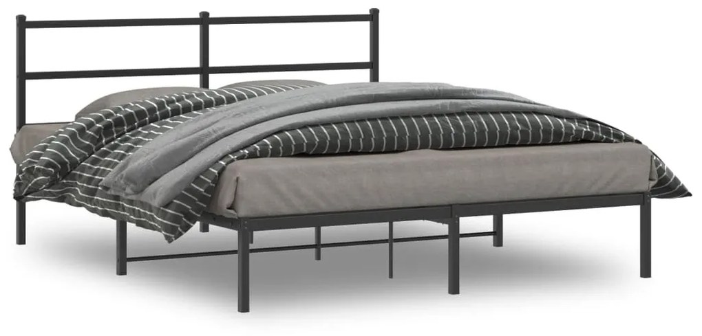 vidaXL Estrutura de cama com cabeceira 160x200 cm metal preto