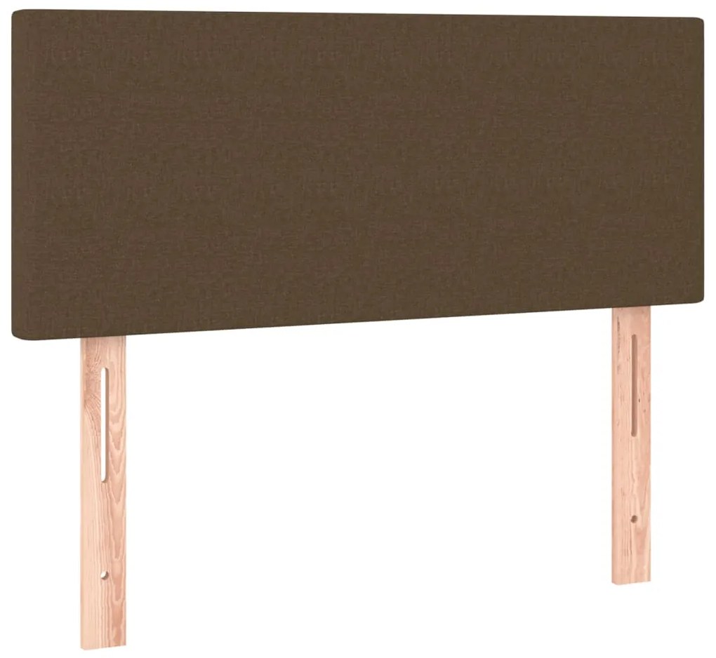 Cama box spring c/ colchão/LED 120x190cm tecido castanho-escuro
