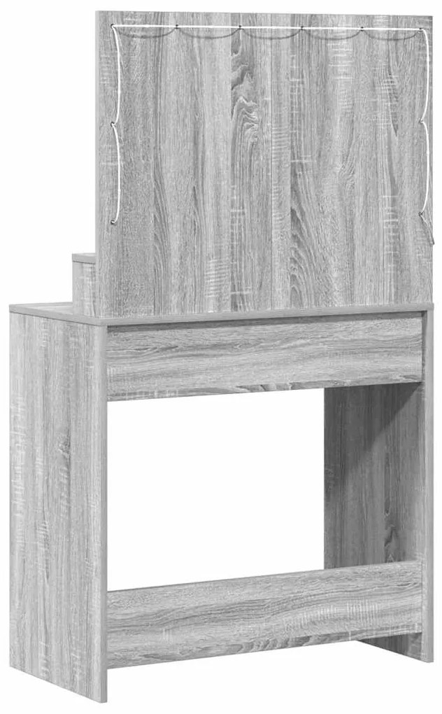 Mesa de Maquiagem vidaXL com Luzes LED Cinza Sonoma 79x41x135 cm