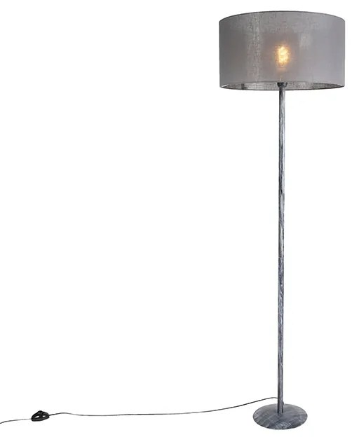 Candeeiro de pé cinzento com abajur cinzento 50 cm - Simplo Country / Rústico