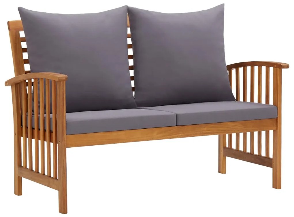 2 pcs conjunto lounge de jardim c/ almofadões acácia maciça
