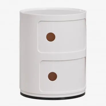 Pack De 2 Mesas De Cabeceira Ø30 Cm Com Prateleiras Babel Branco Quebrado & 2 Gavetas - Sklum