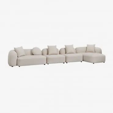 Sofá Modular Chaise Longue Direito De 4 Peças Em Chenille Coco Chenille Grossa Branca - Sklum