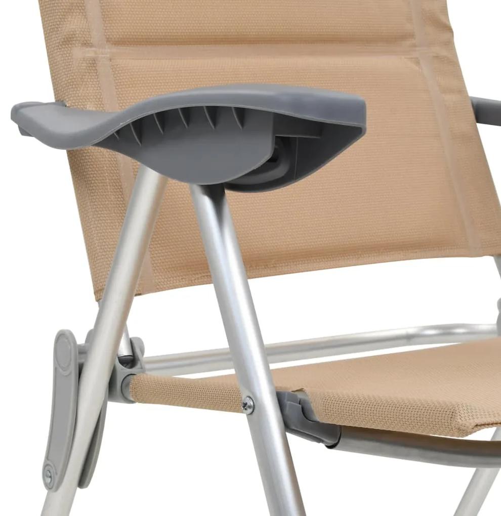 Cadeiras de campismo 2 pcs 58x69x111 cm alumínio creme