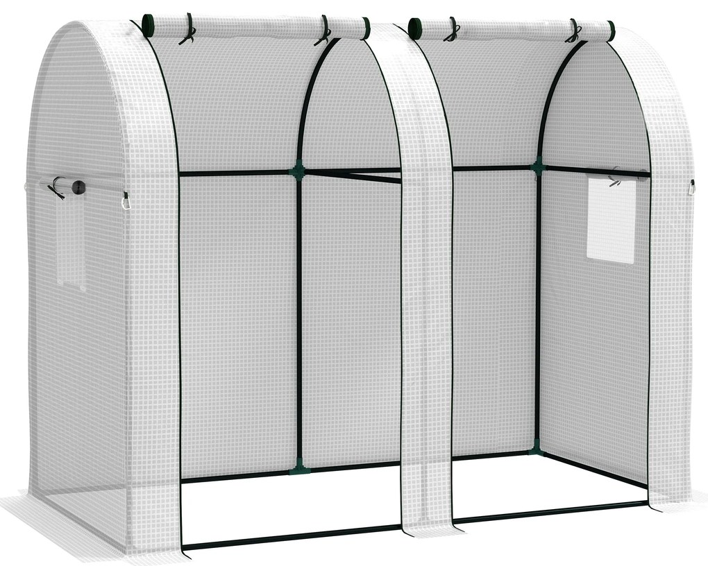 Outsunny Estufa de Jardim 1,8 ㎡ Estufa para Tomates 2 Portas com Zíper Enroláveis 4 Janelas Enroláveis Aço PP 135 g/㎡ Branco | Aosom Portugal